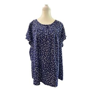 Papermoon Navy Polka Dot Blouse 2X – Flutter Sleeve Spot Print Top